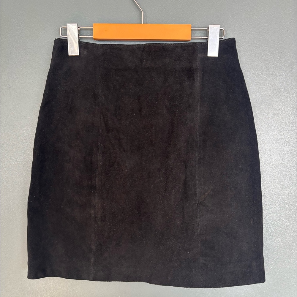 Vintage Black Suede Midi Skirt